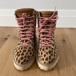 Diemme leopard pony hair lace up boots